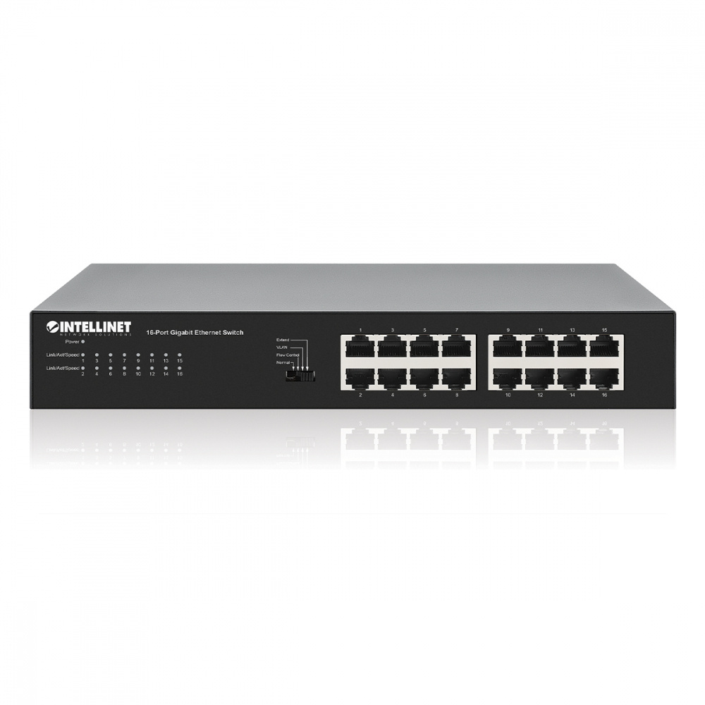 Switch Intellinet Gigabit Ethernet 561815, 16 Puertos 10/100/1000Mbps, 32 Gbit/s, 8.192 Entradas - No Administrable SKU: 561815
