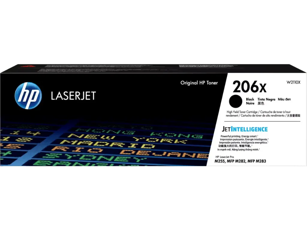 W2110X Negro Original Toner 206X HP LaserJet Pro M255, MFP M282, MFP M283 3,150 Páginas SKU: W2110X