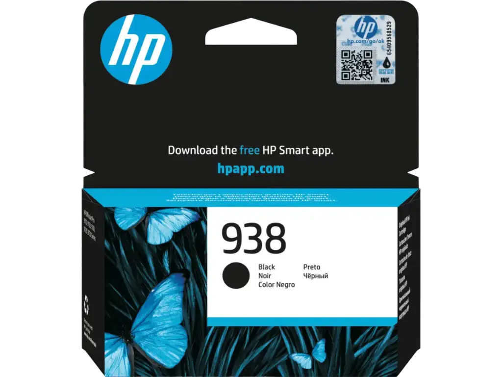 HP 938 Negro Original Cartucho de Tinta HP938 HP OfficeJet Pro 9110, 9120, 9130, 9720, 9730 1,250 Páginas SKU: 4S6X8PL