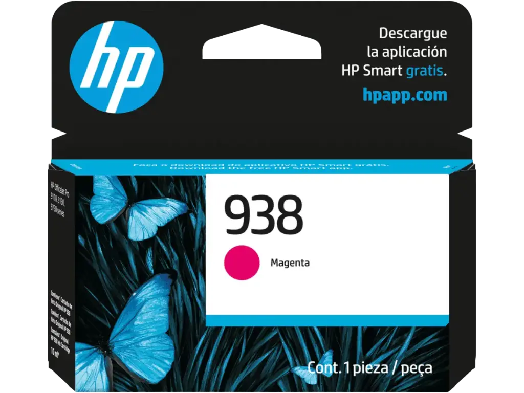 HP 938 Magenta Original Cartucho de Tinta HP938 HP OfficeJet Pro 9110, 9120, 9130, 9720, 9730 800 Páginas SKU: 4S6X6PL