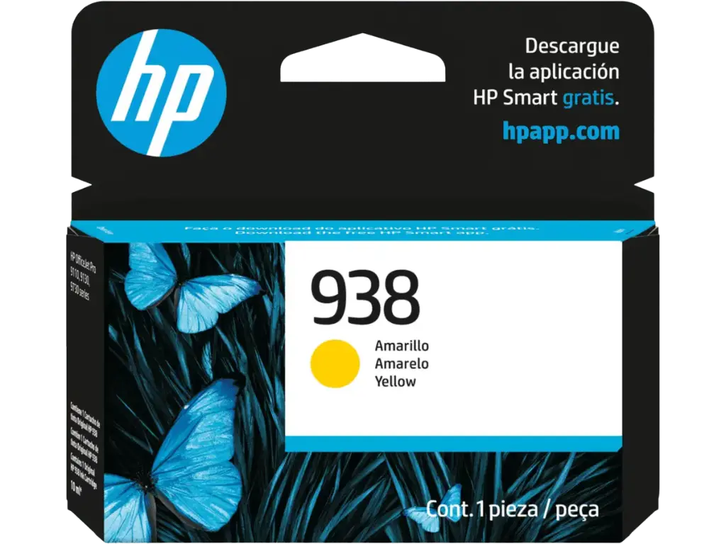 [4S6X7PL] HP 938 Amarillo Original Cartucho de Tinta HP938 HP OfficeJet Pro 9110, 9120, 9130, 9720, 9730 800 Páginas SKU: 4S6X7PL