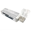 BRobotix Lector de Memoria 180420P, MS Duo/MicroSD/SD, USB 2.0, Color Plata ACCRBT6040  SKU: 180420P