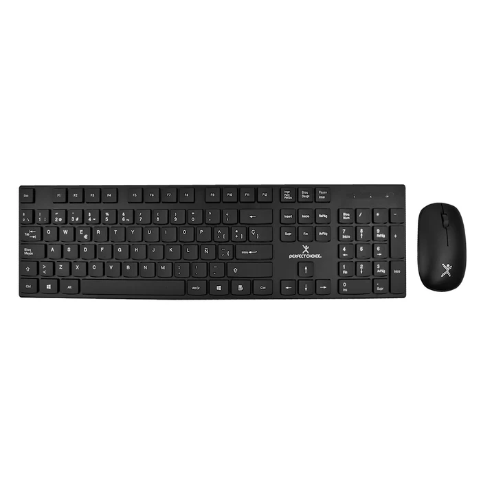 Kit de Teclado y Mouse Perfect Choice Dust, Inalámbrico, USB, Negro (Español) Antiderrames KB-1015 SKU: PC-201281