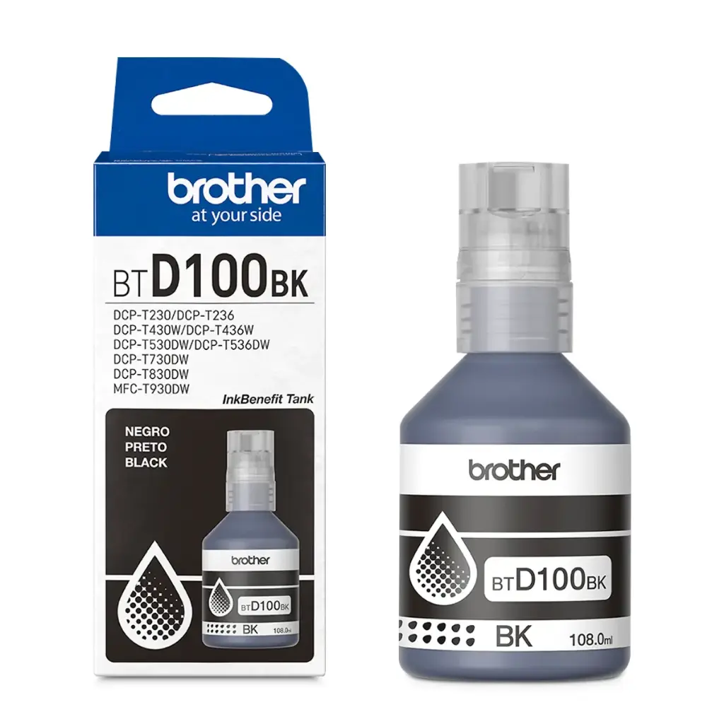 [BTD100BK] BTD100BK Negro Original Bote de Tinta Brother DCPT230, DCPT236, DCPT430DW, DCPT436W, DCPT530DW, DCPT730DW, MFCT830DW, MFCT930DW 7,500 Pag. 108ml CN-5014 SKU: BTD100BK