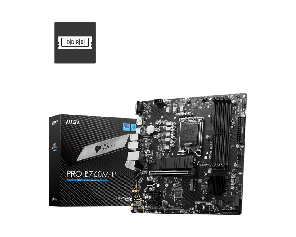 Tarjeta Madre MSI Micro-ATX PRO B760M-P DDR5, S-1700, Intel B760, HDMI, DisplayPort, VGA, 256GB DDR5 para Intel Motherboard M.2 4.0,  2280/2260/2242 MB-1277 SKU: PRO B760M-P DDR5