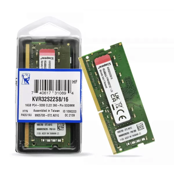 Memoria RAM Kingston SO-DIMM ValueRAM DDR4, 3200MHz, 16GB, Non-ECC, CL22 SKU: KVR32S22S8/16