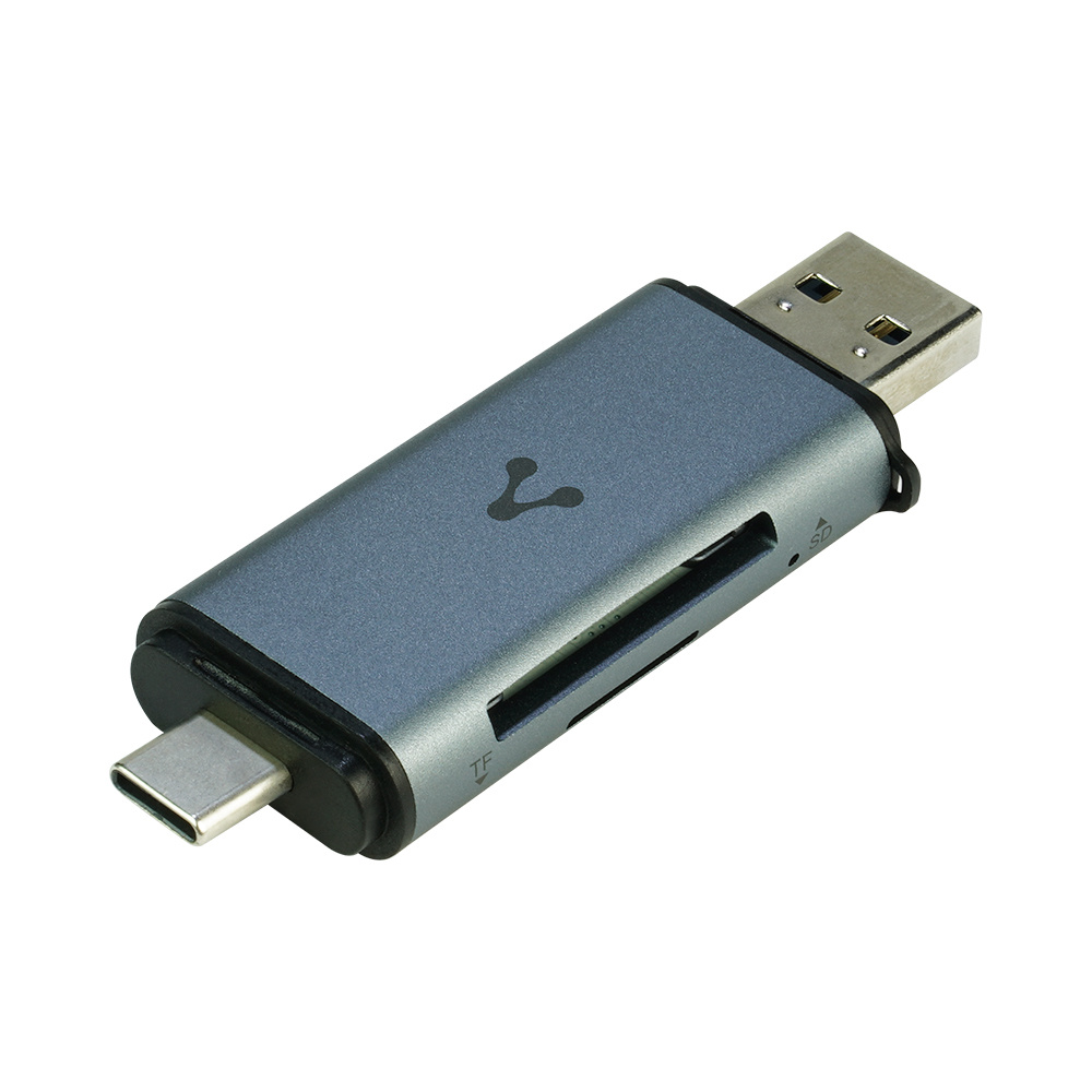 Vorago Lector de Memoria CR-350, SD/MicroSD, USB-A/USB-C, Gris Tipo C OTG SKU: CR-350