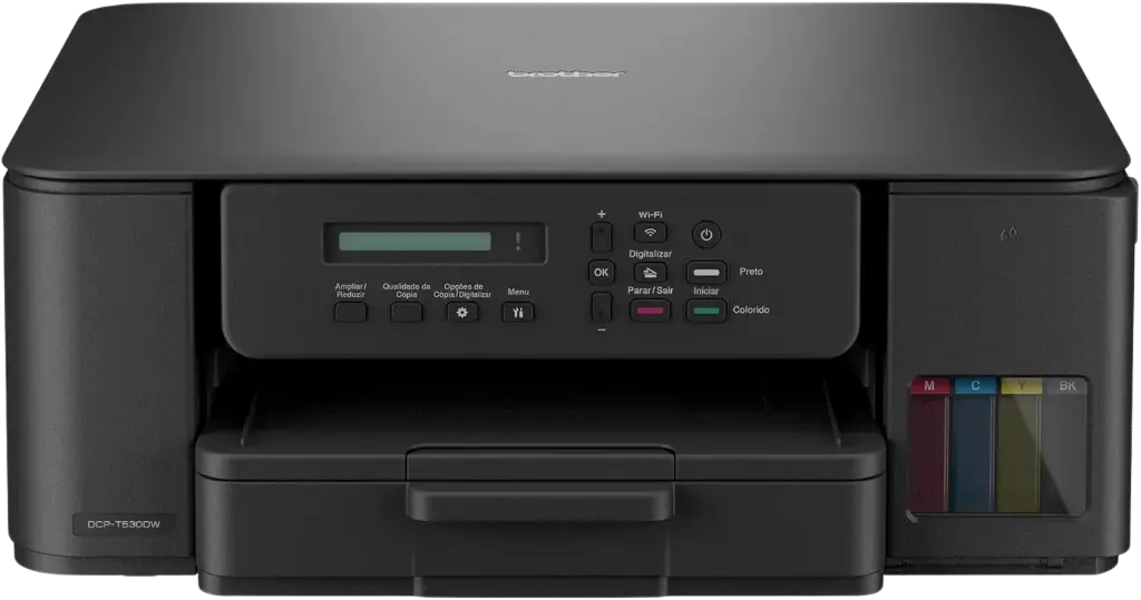 Multifuncional Brother DCPT530DW InkBenefit Tank, Color, Tinta Continua, Tanque de Tinta, Impresora, Copiadora, Escáner, Inalámbrico, Wifi, Wifi Direct, Impresión Dúplex, Bypass 1 Hoja, 27ppm Negro, 11ppm Color 7,500 Páginas Negro 5,000 Páginas Color SKU: DCPT530DW
