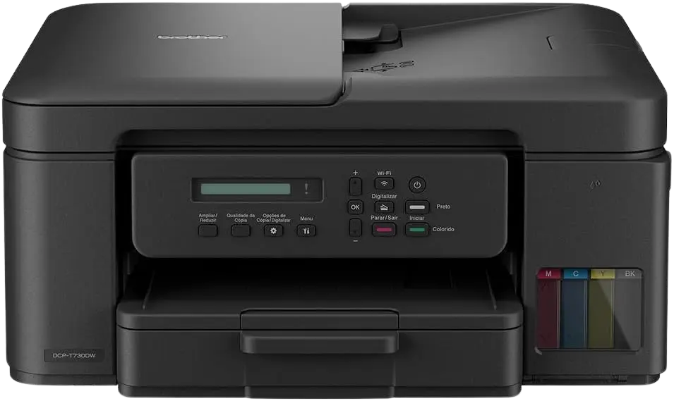 Multifuncional Brother DCPT730DW InkBenefit Tank, Color, Tinta Continua, Tanque de Tinta, Impresora, Copiadora, Escáner, ADF, Inalámbrico, Wifi, Wifi Direct, Impresión Dúplex, Bypass 1 Hoja, Copias en Oficio, 27ppm Negro, 23ppm Color 7,500 Páginas Negro 5,000 Páginas Color SKU: DCPT730DW