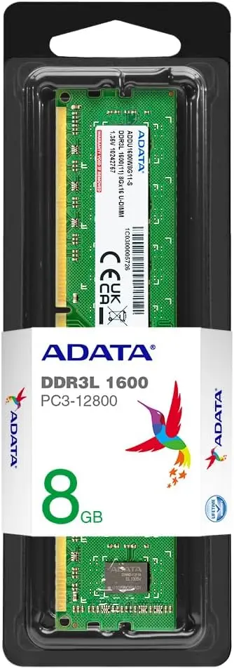 Memoria RAM UDIMM Adata DDR3L, 1600MHz, 8GB, CL11, 1.35V, PC3L-12800 MEMDAT2860 SKU: ADDU1600W8G11-S