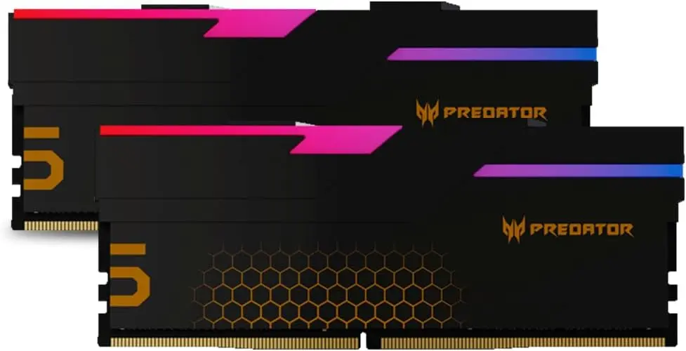 Kit Memoria RAM UDIMM Predator Hermes DDR5 RGB, 32GB (2 x 16GB) 7200Mhz, ECC Compatible con AMD e Intel en DDR5 CL34, 1.4V, XMP 3.0, Negro, SKU:  BL.9BWWR.406