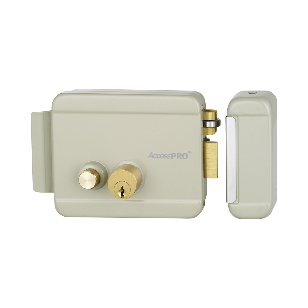 [ACCESSRIMB] AccessPro Cerradura Eléctrica con Botón de Salida, 12.9 x 3.8cm, Incluye Llave, Voltaje de operación 12V AC a 2.5A SKU: ACCESSRIMB