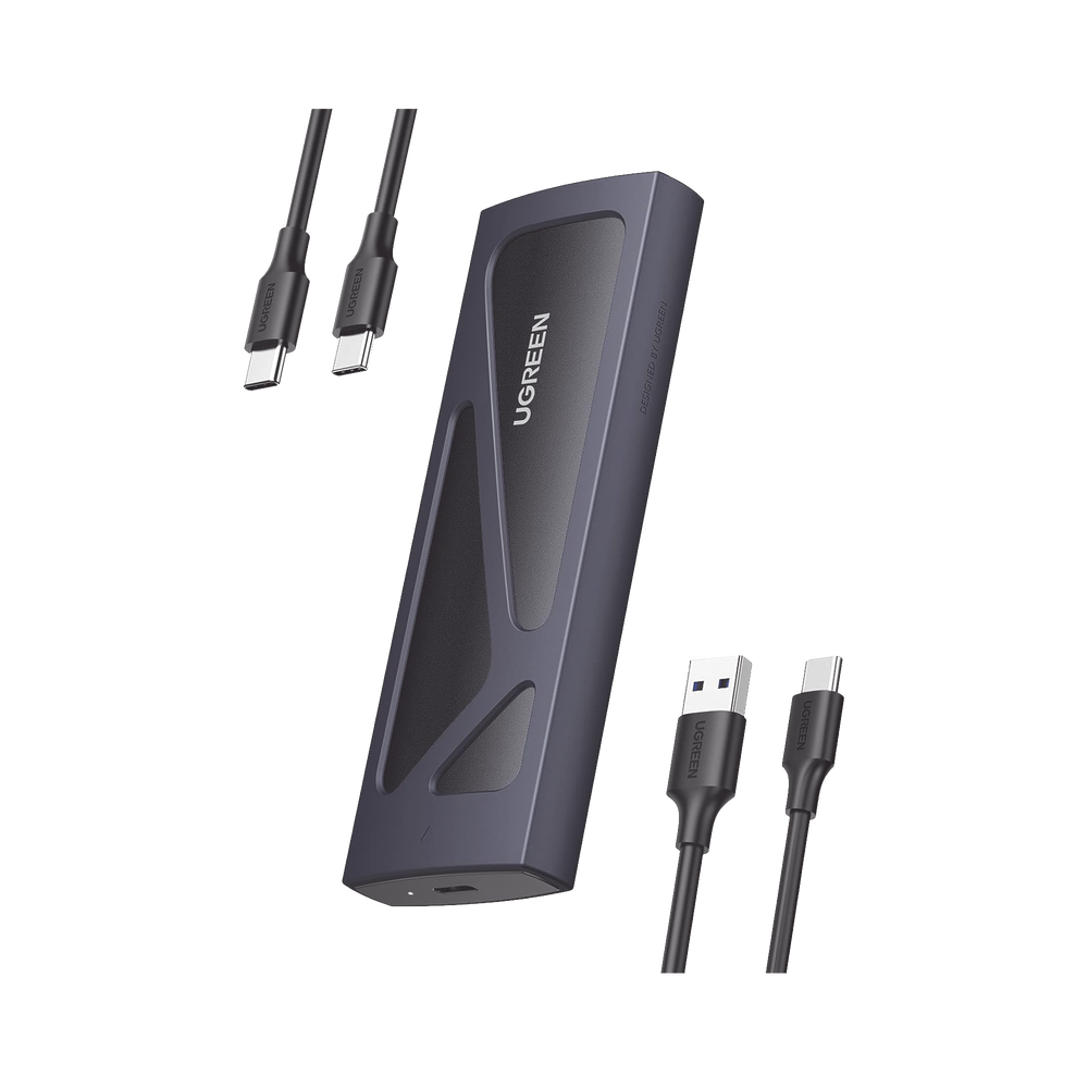 Carcasa Disco Duro NVME M.2 Gabinete (Enclosure) | Hasta 2TB | USB3.2 a 10 Gbps | Soporta M Key y B+M Key | Compatible con SSD M.2 NVME 2230/2242/2260/2280 | UASP | S.M.A.R.T. | TRIM | ESD Incorporado | Color Negro | Caja de Aluminio. UGREEN SKU: 15512