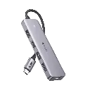 HUB USB-C 3.0 4 EN 1 | 4 Puertos USB-A (5Gbps) | Carcasa ABS + PC | Soporta OTG | Luz Indicadora LED | Compatible con iPhone 15 Pro MAX) | Interfaz Niquelada | Color Gris Metalizado | Cable de 15cm. UGREEN SKU: 70336