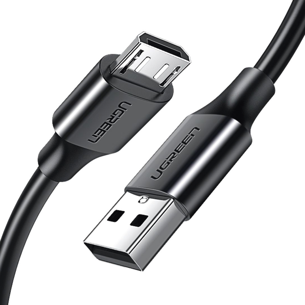 Cable USB-A a Micro USB | 2 Metros | Tecnología de Carga Rápida Qualcomm / QC 3.0/2.0 | Recarga hasta 18W | Transmisión de Datos hasta 480Mbps | Tecnología de Carga Segura | Hasta 5,000 Flexiones | ABS y PVC de Alta Duraci& UGREEN SKU: 60138