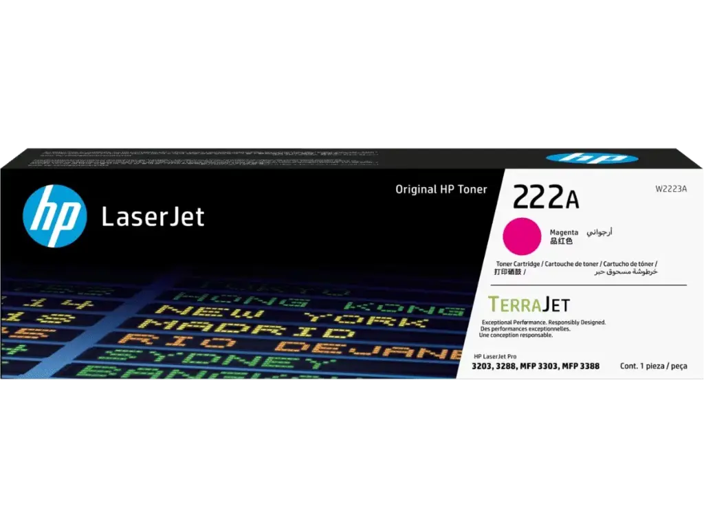 W2223A Magenta Original Toner 222A HP LaserJet Pro 3203, 3288, MFP 3303, MFP 3388 1,200 Páginas SKU: W2223A