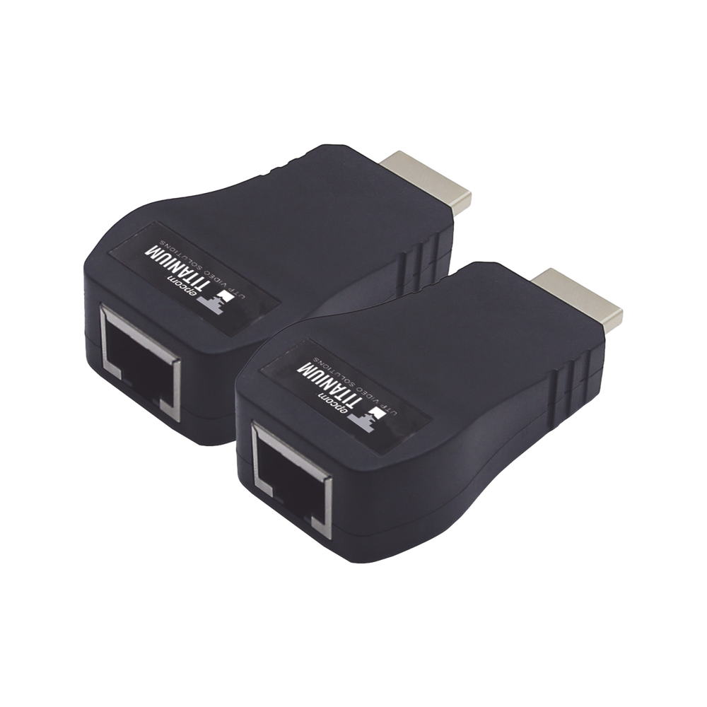 Kit Extensor 25m convertidor RJ45 Señal HDMI a UTP (Cat5e/Cat 6) / Calidad PREMIUM Epcom Titanium SKU: TTHDMI2RJ
