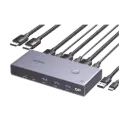 Conmutador KVM DisplayPort 8K | DP 1.4 | 2 Entradas 1 Salida | 4 Puertos USB 3.0 (3 USBA *1 USBC) | Soporta 8K@60Hz | HDR | Control de Escritorio | Carcasa de Aluminio | Indicador Led | Compatible Win, MacOs y Linux. SKU: 25962