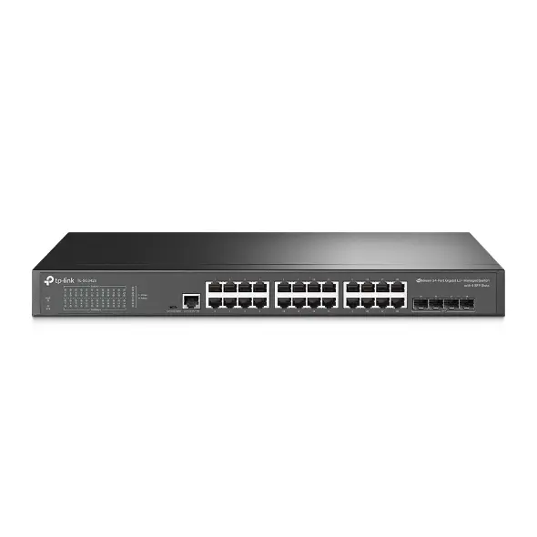Switch TP-Link Gigabit Ethernet TL-SG3428 V1, 24 Puertos 10/100/1000Mbps + 4 Puertos SFP, 56 Gbit/s, 8.000 Entradas - Administrable SKU: TL-SG3428