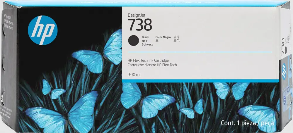 HP 738 Negro Original Cartucho de Tinta HP738 HP DesignJet T850, DesignJet T950 300ml SKU: 498N8A