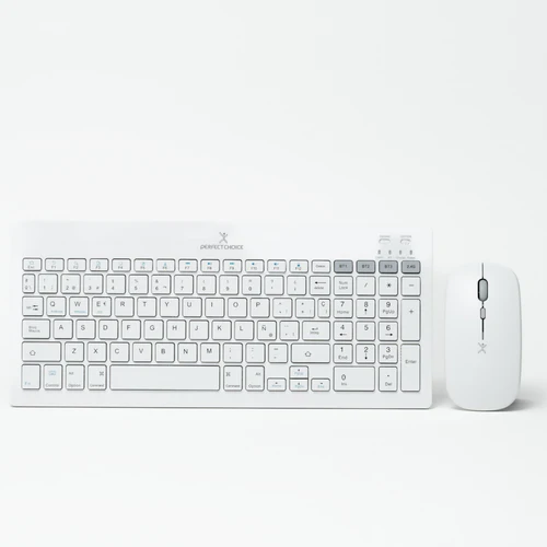 ﻿Perfect Choice, Kit de Teclado y Mouse Recargable Inalámbrico Zebrary, Inalámbrico, Bluetooth, Blanco (Español) KB-1052 SKU: PC-201380