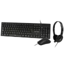 Kit de Teclado, Mouse y Audífonos Perfect Choice 3.5mm, Alámbrico, Teclado y Mouse USB, Negro (Español) KB-903 SKU: PC-201717