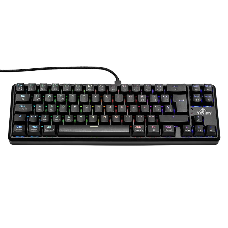 Teclado Gamer Yeyian AKIL Serie S3500 LED RGB, Teclado Mecánico, Outemu Red, Inalámbrico, USB/Bluetooth, Azul, Español SKU: YTM-28210B