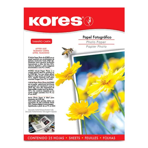 [735010] Kores Papel Fotográfico, 180g/m², Tamaño Carta, 25 Hojas SKU: 735010