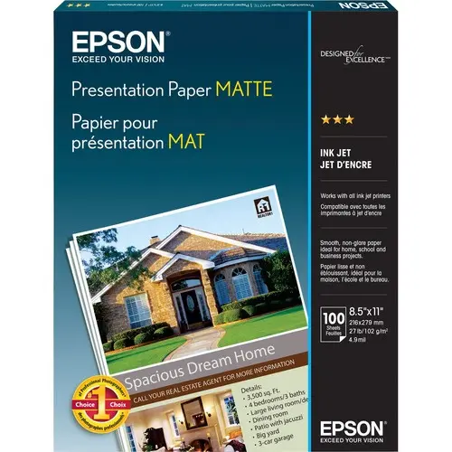 Epson Papel Fotográfico Mate 102g/m², Tamaño Carta, 100 Hojas SKU: S041062