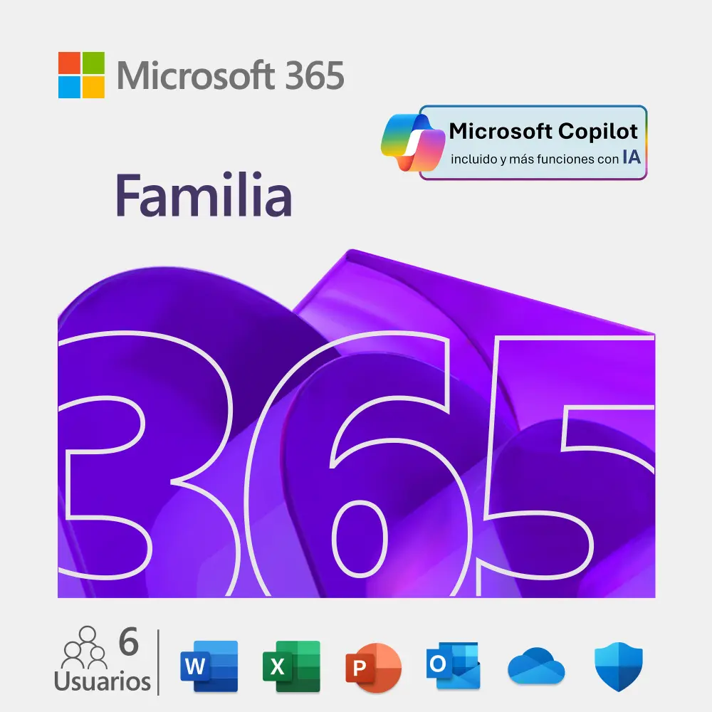 Microsoft Office 365 Familia, 5 Dispositivos, 6 Usuarios, Plurilingüe, 1 Año, Windows, Mac, Android, iOS ― Producto Digital Descargable SKU: EP2-32295
