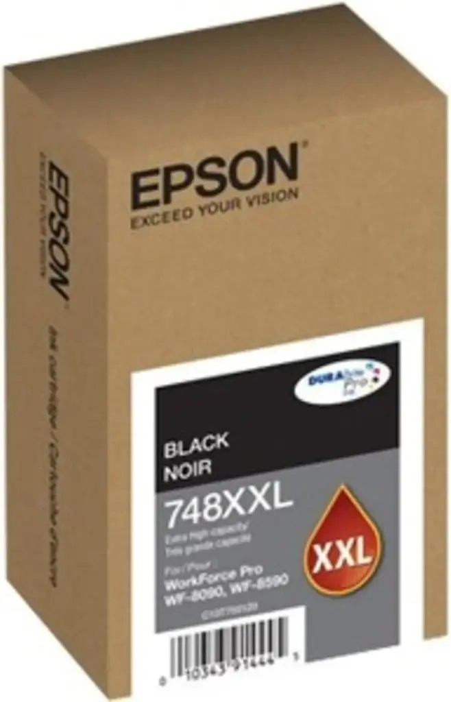 T748XXL Negro Original Cartucho de Tinta Para Epson WorkForce Pro WF-6090, WorkForce Pro WF-6590, 10,000 Páginas SKU: T748XXL120-AL