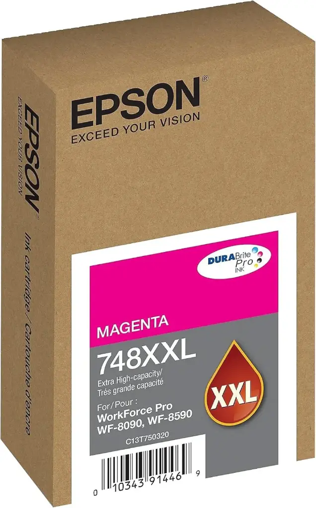 T748XXL Magenta Original Cartucho de Tinta Para Epson WorkForce Pro WF-6090, WorkForce Pro WF-6590, 7,000 Páginas SKU: T748XXL320-AL