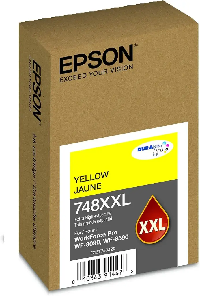 T748XXL Amarillo Original Cartucho de Tinta Para Epson WorkForce Pro WF-6090, WorkForce Pro WF-6590, 7,000 Páginas SKU: T748XXL420-AL