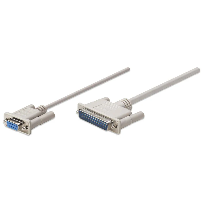 Manhattan Cable para Impresora Null Módem/Serial, DB9 Hembra - DB25 Macho, 1.8 Metros, Gris CB-227 SKU: 314770