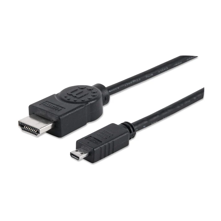[324427] Manhattan Cable HDMI de Alta Velocidad con Canal Ethernet, HDMI Macho - micro HMDI, 4K, 30Hz, 2 Metros, Negro CB-351 SKU: 324427