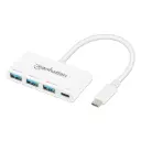 Manhattan Hub USB C 3.2, 3x USB A Hembra, 1x USB C Hembra, 5000 Mbit/s, Blanco AC-11629 SKU: 168434