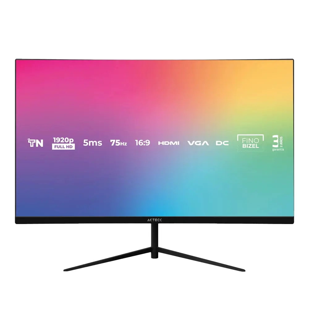 Monitor Acteck Captive Vivid SP270 Elite LED 27", 1920x1080 Full HD, 75Hz, HDMI, VGA, Bizel Fino, Negro, 5ms, MNL-2388 SKU: AC-935845