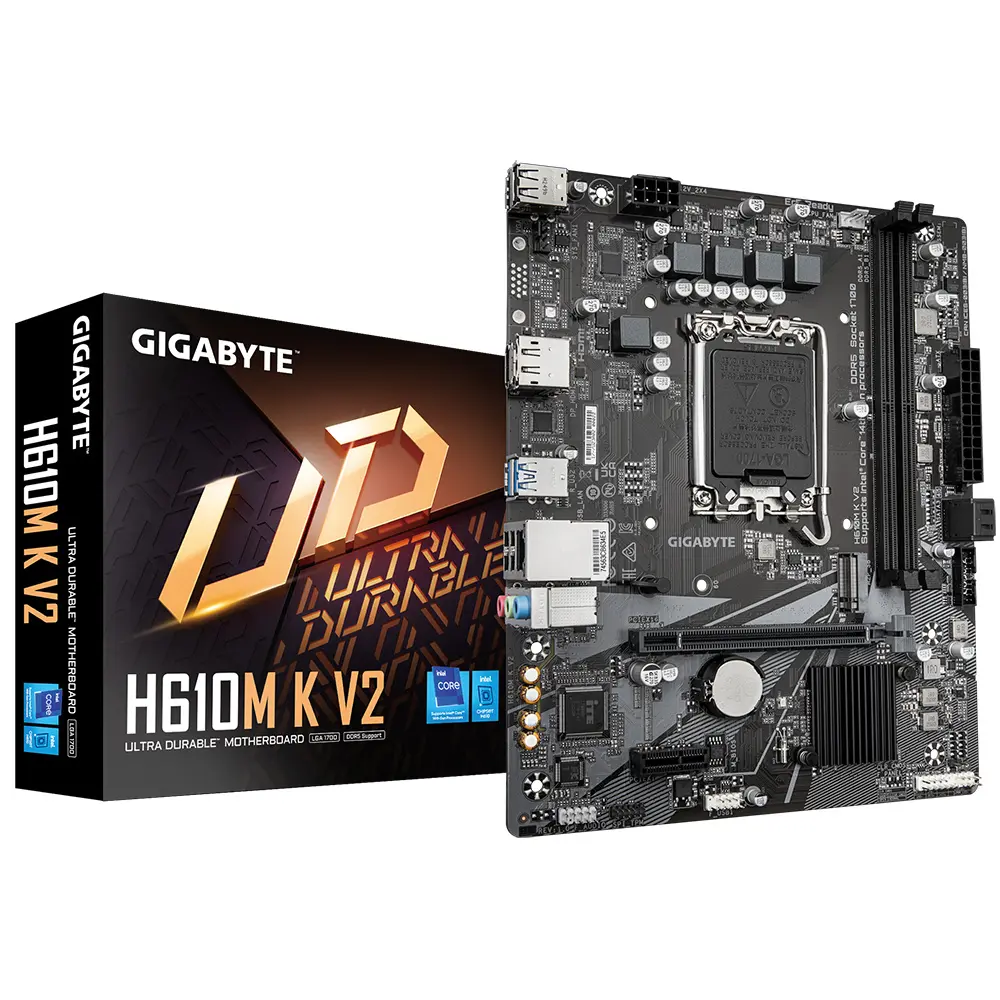 Tarjeta Madre Gigabyte H610M K V2, Micro-ATX, S-1700, Intel H610, 128GB DDR5, HDMI/DP para Intel 14va, 13va, and 12va Generación MBDGIG5440 SKU: H610M K V2