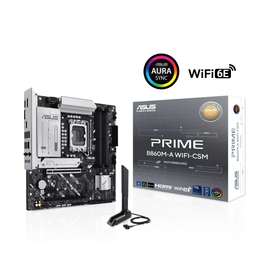 [PRIME B860M-A WIFI-CSM] Tarjeta Madre ASUS PRIME B860M-A WIFI-CSM, Micro-ATX, LGA 1851, Intel B860, 256GB DDR5, HDMI/DP para Intel SKU: PRIME B860M-A WIFI-CSM