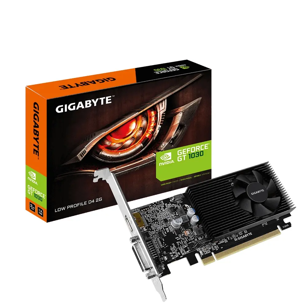 Tarjeta de Video Gigabyte NVIDIA GeForce GT 1030 Low Profile D4 2G, 2GB 64-bit GDDR4, PCI Express x16 3.0, 1 x HDMI, 1 x DVI-D SKU: GV-N1030D4-2GL