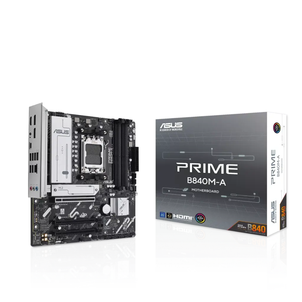 [PRIME B840M-A] Tarjeta Madre ASUS PRIME B840M-A, (7ma, 8va, 9na Generación, Amd) S-AM5, Micro-ATX, 256GB DDR5, HDMI, DP para AMD SKU: PRIME B840M-A
