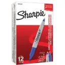 Caja Sharpie Marcador Permanente Twin Tip, Doble Punta, Azul, 12 Piezas, SKU: 1805637
