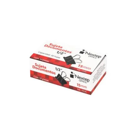 [NE-153C] Sujeta Documentos Nextep 15mm(1/2") Caja 12 Piezas SKU: NE-153C