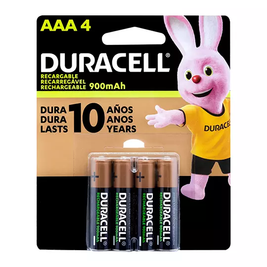 [DUR-PIL-RECAAA] Pila Recargable Duracell AAA Blíster con 4 Piezas SKU: DUR-PIL-RECAAA
