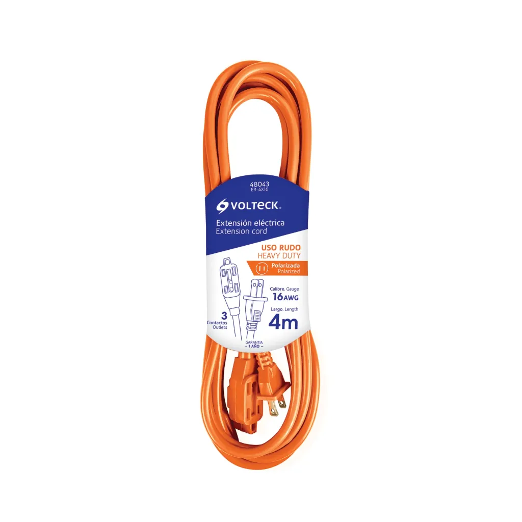 [48043] Extensión eléctrica de uso rudo 4 Metros 2x16 AWG, Volteck Volteck SKU: ER4X16 SKU: 48043