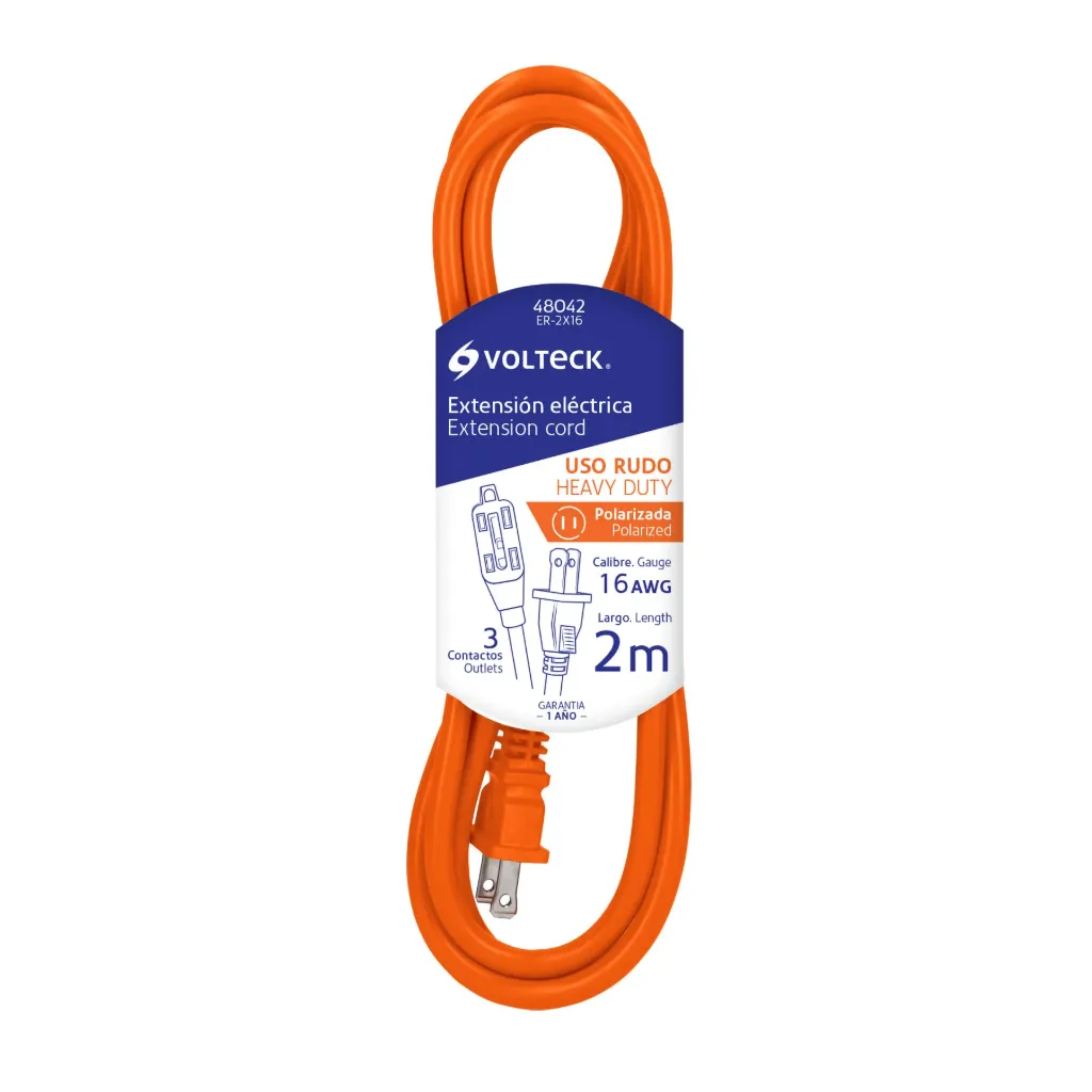 [48042] Extensión eléctrica de uso rudo 2 Metros 2x16 AWG, Volteck Volteck ER2X16 SKU: 48042