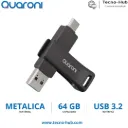 Memoria USB Quaroni QUM-06, 64GB, Dual Tipo C, USB 3.2, Metal RAM-4317 SKU: QUM-06