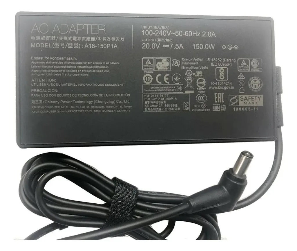 Cargador Compatible Con Laptop 20v 7.5a A18-150p1a 6.0*3.7mm Negro