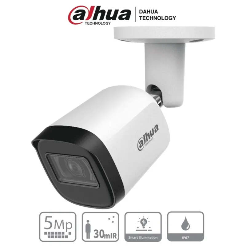 Cámara Dahua HAC-B2A51N-U-28-S2, Bullet, 5MP, Lente 2.8mm, Angulo de visión 106 grados, IR de 30 Mts, IP67, Metalica DAH-DHT0290094 SKU: B2A51N-U-28-S2