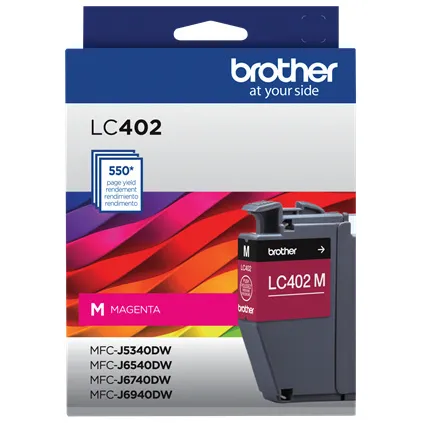 LC402M Magenta Original Cartucho de Tinta LC-402C Brother MFC-J5340DW, MFC-J6540DW, MFC-J6740DW, MFC-J6940DW Rendimiento Estándar, 550 Páginas SKU: LC402M